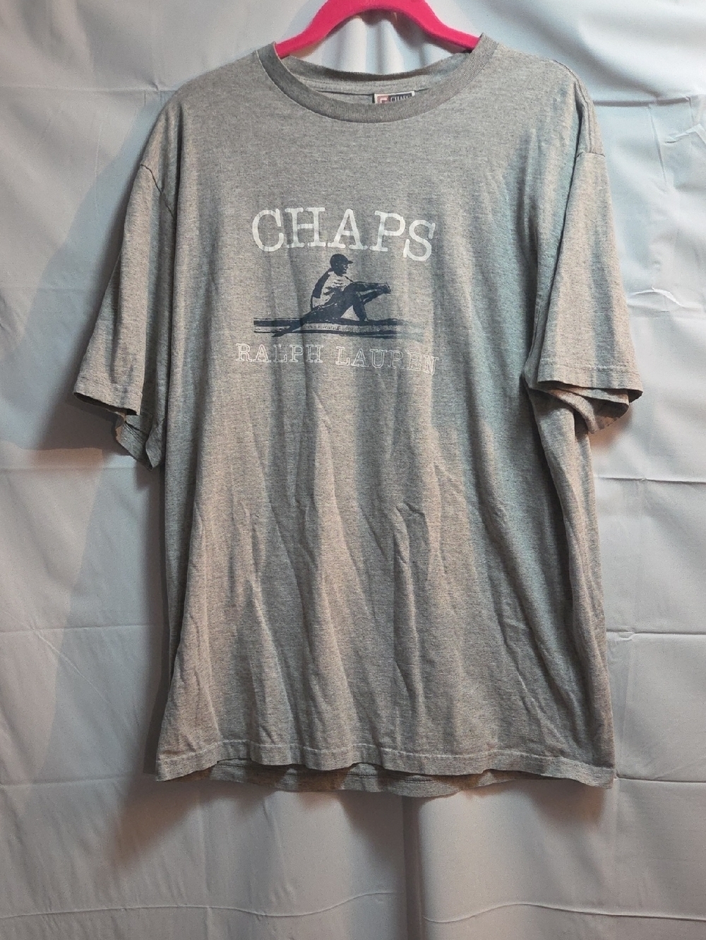 Vintage Y2K CHAPS Ralph Lauren Graphic T Shirt Gray Logo Tee Mens Lge Streetwear